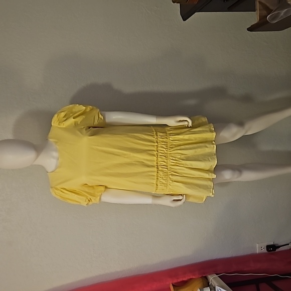ENGLISH FACTORY Yellow Puff Sleeve Ruffled Drop Waist Mini Hoco Dress Small - Picture 3 of 10